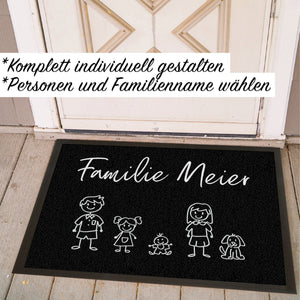 Fußmatte Strichmännchen personalisiert mit Namen und Personen