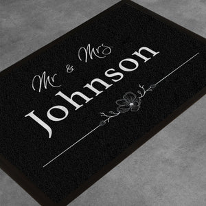Personalisierte Fußmatte Mr & Mrs Flower Hochzeit