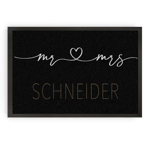 individuelle Fußmatte Familie "Mr & Mrs" Hochzeit, Heirat, personalisiert mit Familienname, Fußabstreicher, indoor/outdoor