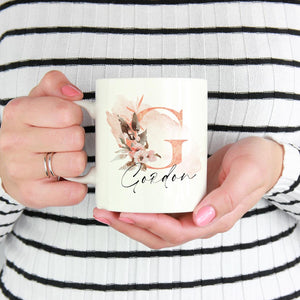 individuelle Tasse Kaffeebecher Keramiktasse mit Name und Initial personalisiert, spülmaschinenfest, 11oz