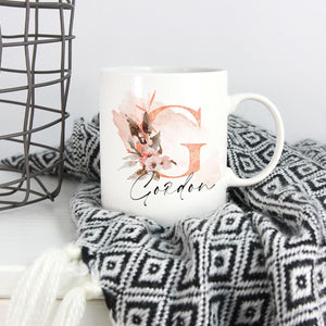 individuelle Tasse Kaffeebecher Keramiktasse mit Name und Initial personalisiert, spülmaschinenfest, 11oz