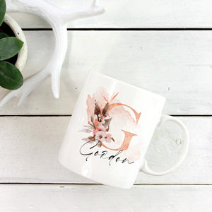 individuelle Tasse Kaffeebecher Keramiktasse mit Name und Initial personalisiert, spülmaschinenfest, 11oz