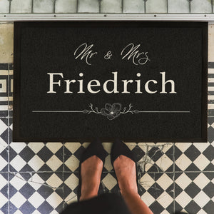Personalisierte Fußmatte Mr & Mrs Flower Hochzeit