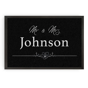 Personalisierte Fußmatte Mr & Mrs Flower Hochzeit