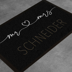 individuelle Fußmatte Familie "Mr & Mrs" Hochzeit, Heirat, personalisiert mit Familienname, Fußabstreicher, indoor/outdoor