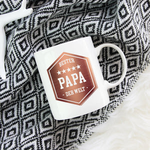 Bester Papa - Tasse Kaffeebecher Keramiktasse mit Papa-Aufdruck Geschenkidee Geburtstag Vatertag, spülmaschinenfest, 11oz