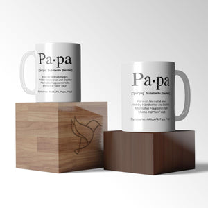 Tasse Kaffeebecher Keramiktasse mit Papa-Definition-Aufdruck Geschenkidee, spülmaschinenfest, 11oz