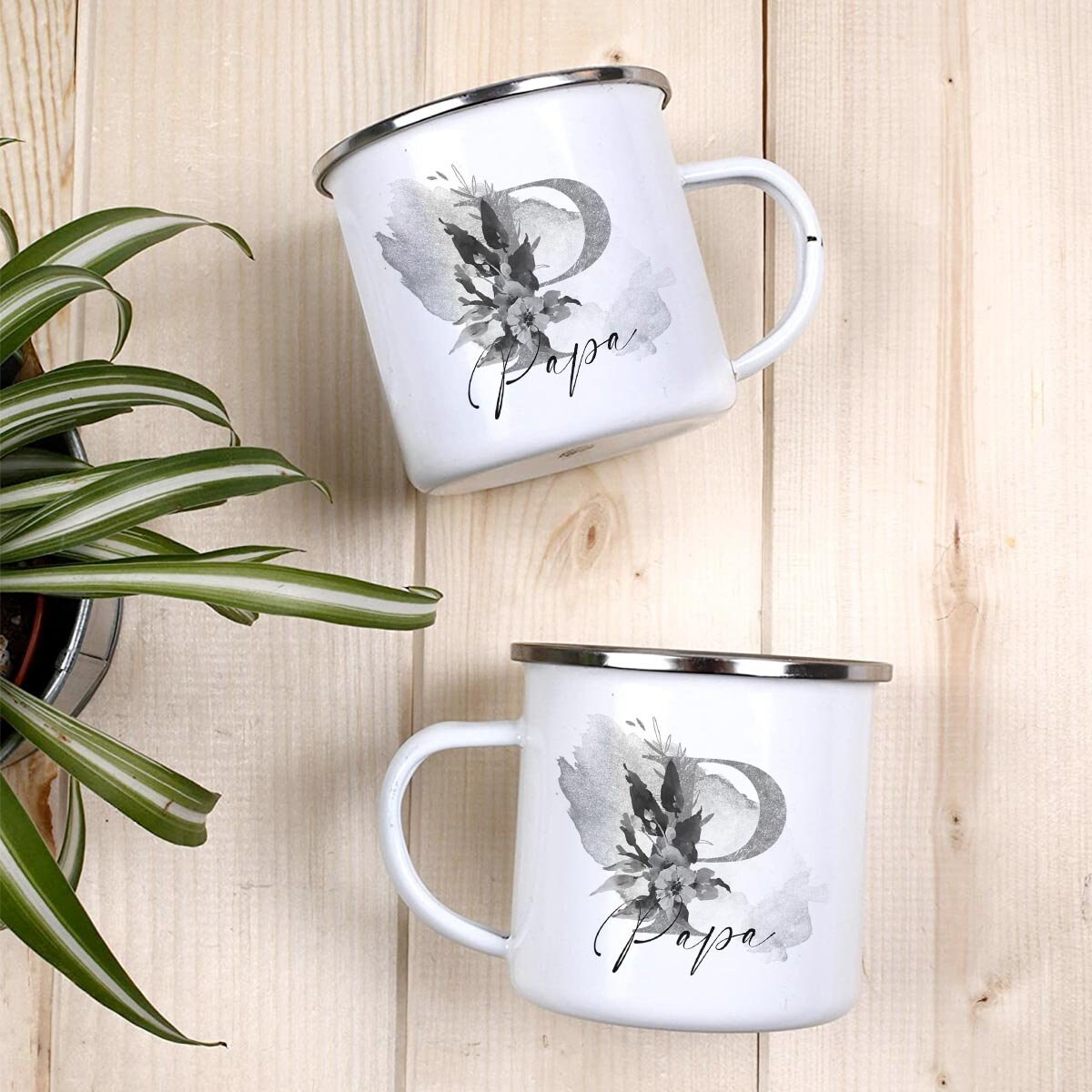 Emailletasse Kaffebecher mit Papa-Aufdruck Geschenkidee, 11oz