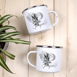 Emailletasse Kaffebecher mit Papa-Aufdruck Geschenkidee, 11oz