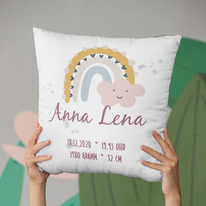 Kissen Rainbow personalisiert mit Geburtsdaten