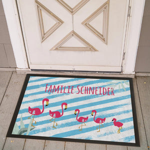 individuelle Flamingo Sommer Fußmatte Fußabstreicher Familie - komplett personalisierbar mit Familienname und Familienmitglieder!