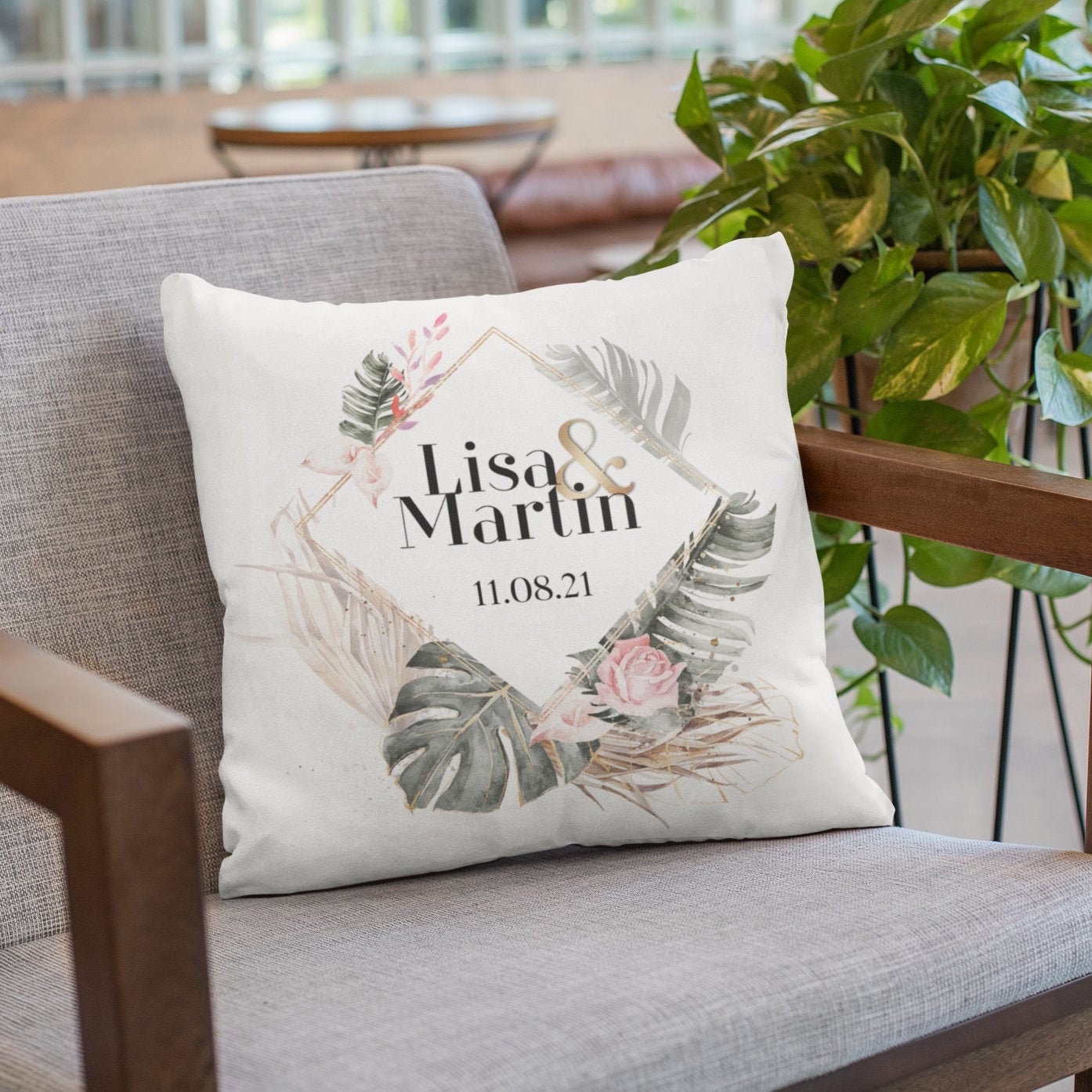 Deko-Kissen Hochzeit Paar personalisiert Vornamen und Datum