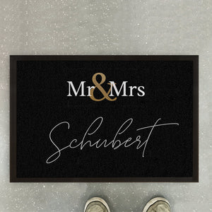 Fußmatte Mr & Mrs Gold II Hochzeit, Heirat, personalisiert mit Familienname