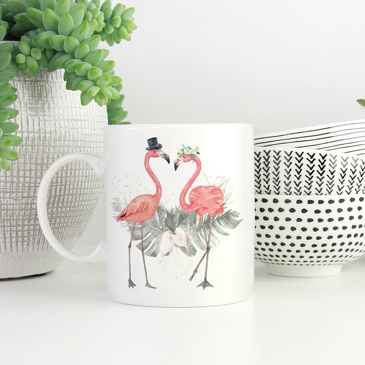 personalisiertes 2er Set Flamingo Tasse mit Namen