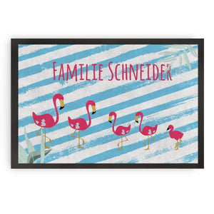 individuelle Flamingo Sommer Fußmatte Fußabstreicher Familie - komplett personalisierbar mit Familienname und Familienmitglieder!