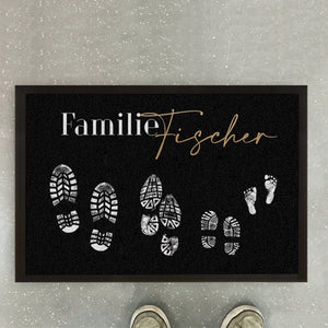 individuelle Fußmatte Fußabstreicher Familie "Shoeprints" - personalisierbar mit Familienname und Familienmitgliedern!