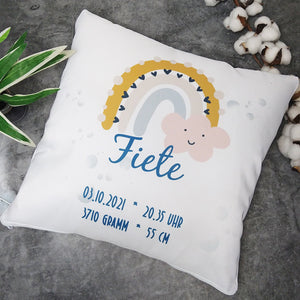 Kissen Rainbow personalisiert mit Geburtsdaten