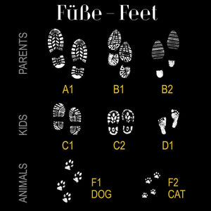 individuelle Fußmatte Fußabstreicher Familie "Shoeprints" - personalisierbar mit Familienname und Familienmitgliedern!