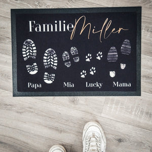 individuelle Fußmatte Fußabstreicher Familie "Shoeprints" - personalisierbar mit Familienname und Familienmitgliedern!