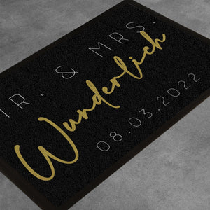 personaliserte Fußmatte Mr Mrs mit Namen und Datum Hochzeit
