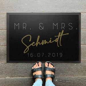 personaliserte Fußmatte Mr Mrs mit Namen und Datum Hochzeit