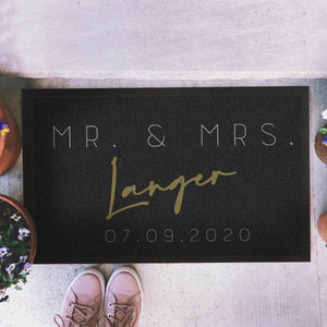 personaliserte Fußmatte Mr Mrs mit Namen und Datum Hochzeit