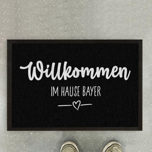 Personalisierte Fußmatte "Willkommen bei" mit Familienname oder Vornamen