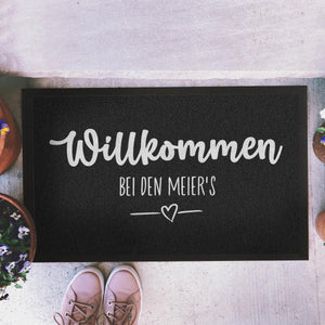 Personalisierte Fußmatte "Willkommen bei" mit Familienname oder Vornamen