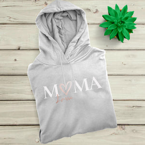 Mama Hoody Herz grau personalisiert mit Namen