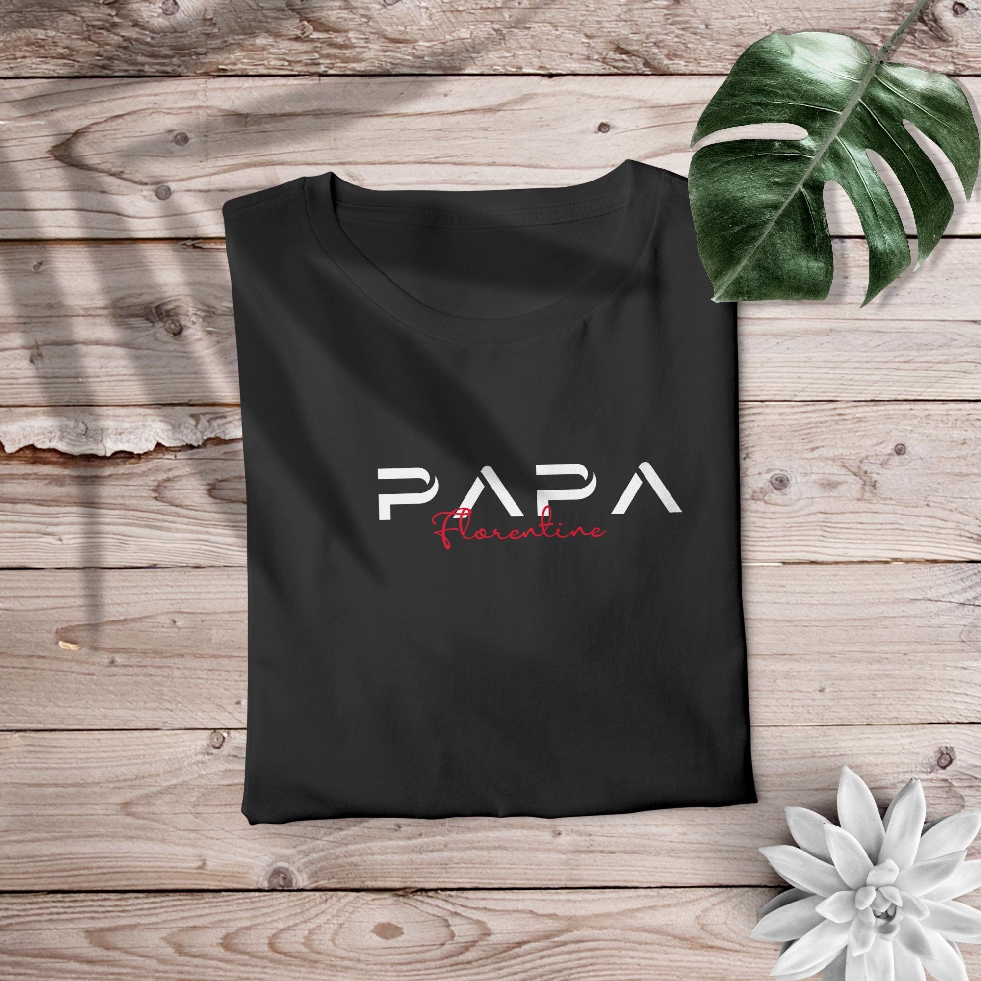 Papa I T-Shirt schwarz, personalisiert mit Namen