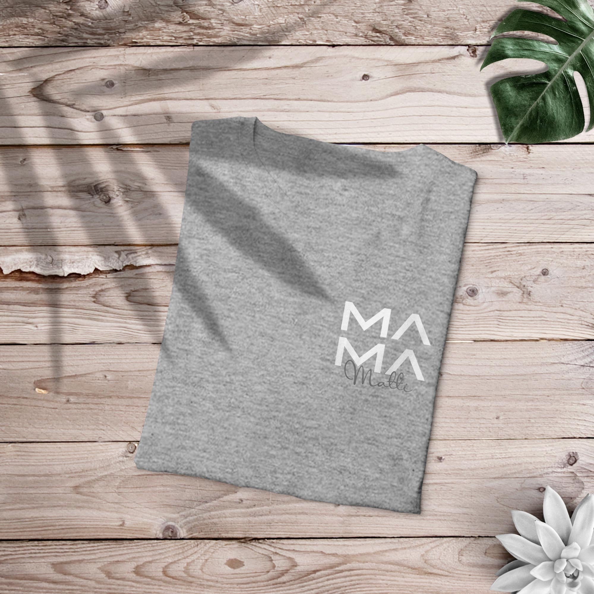 Mama T-Shirt grau, personalisiert mit Namen