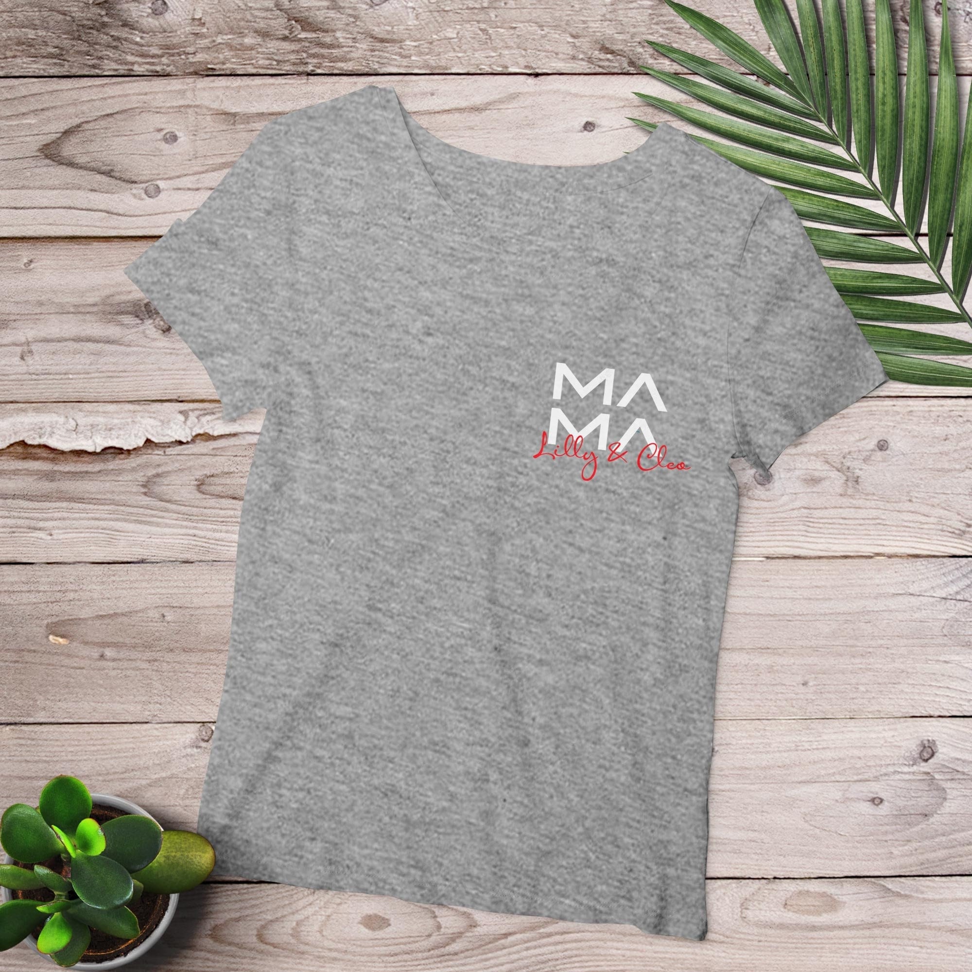 Mama T-Shirt grau, personalisiert mit Namen