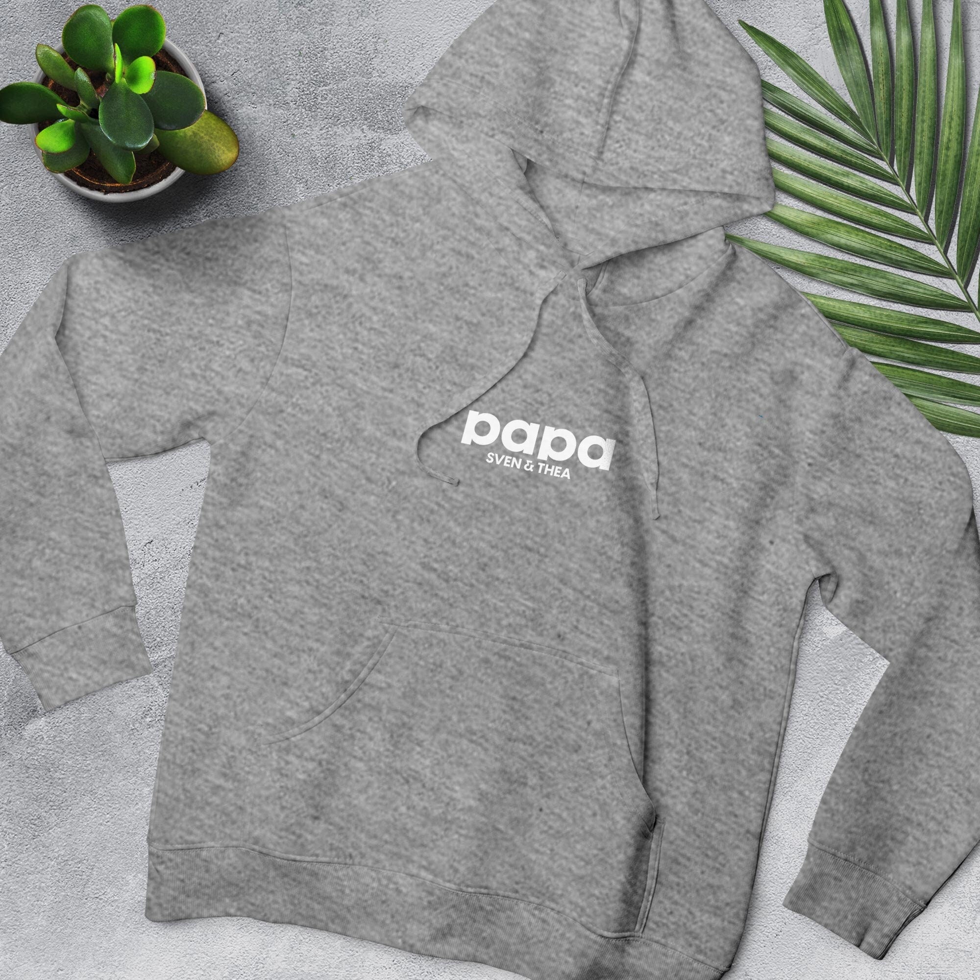 Papa Hoodie simpel grau personalisiert mit Namen