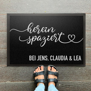 Personalisierte Fußmatte Hereinspaziert mit Familienname oder Vornamen