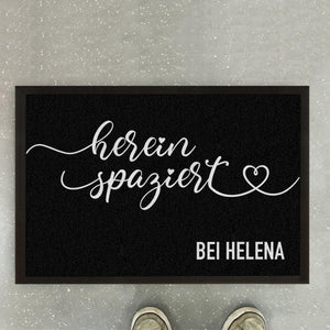 Personalisierte Fußmatte Hereinspaziert mit Familienname oder Vornamen