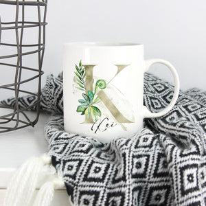 personalisierte Tasse tropical mit Name und Initial personalisiert