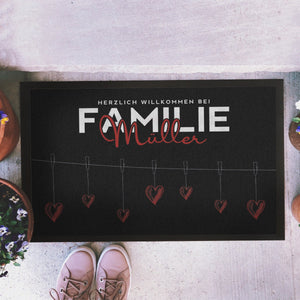 Personalisierte Fußmatte Familie Fußabstreicher Herz