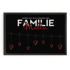 Personalisierte Fußmatte Familie Fußabstreicher Herz