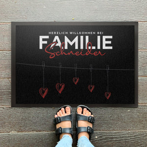 Personalisierte Fußmatte Familie Fußabstreicher Herz