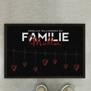 Personalisierte Fußmatte Familie Fußabstreicher Herz