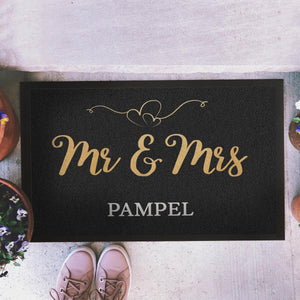 Fußmatte Mr & Mrs gold Herz personalisiert mit Name