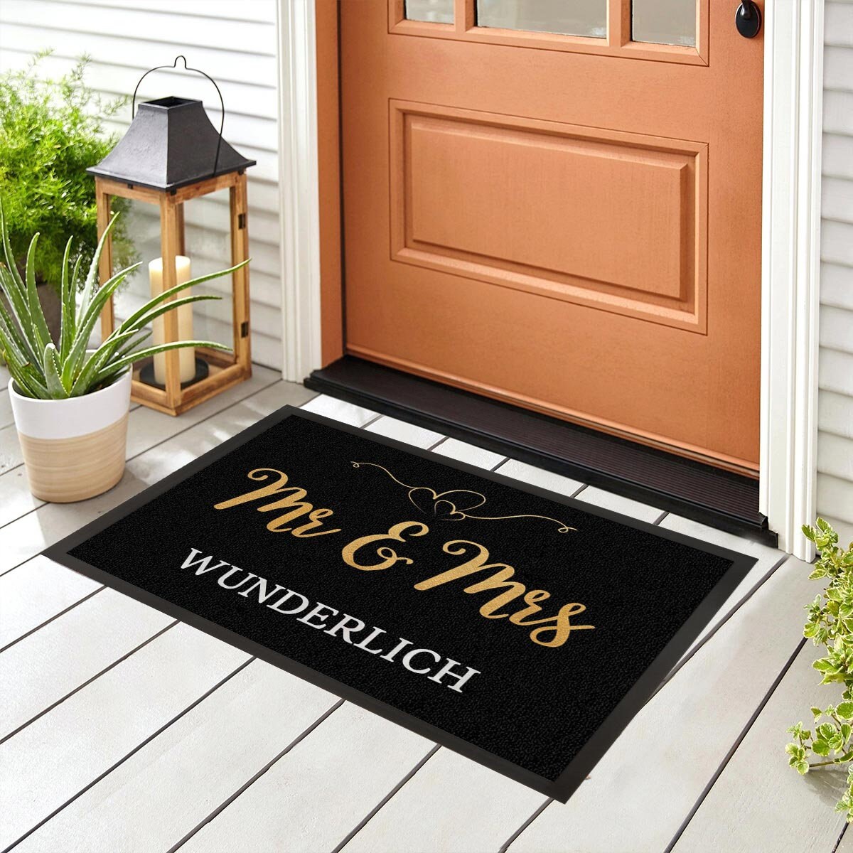 Fußmatte Mr & Mrs gold Herz personalisiert mit Name