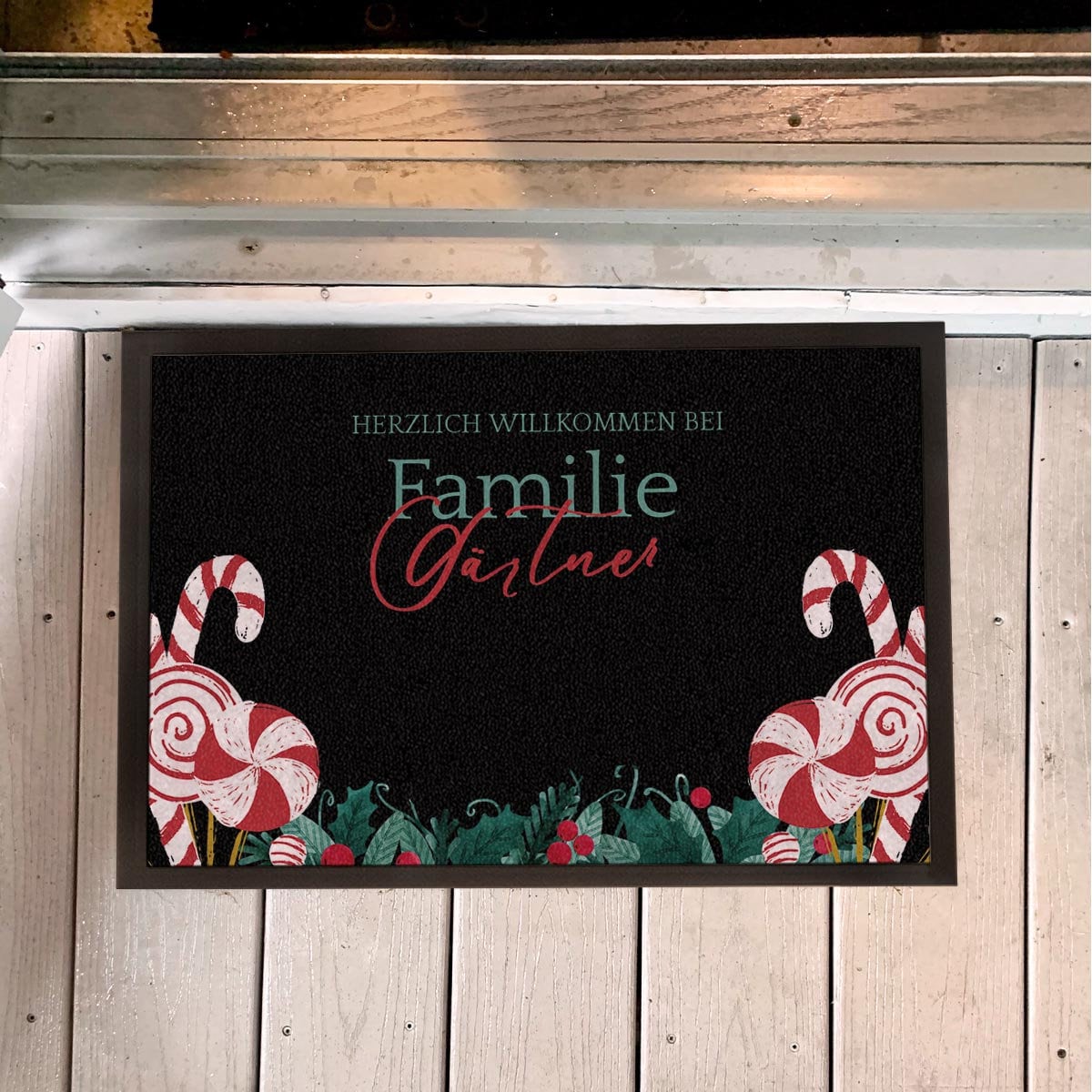 Personalisierte Fußmatte Weihnachten mit Familienname