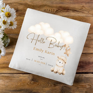 Kissen Hello Baby bedruckt personalisiert Geburtsdaten