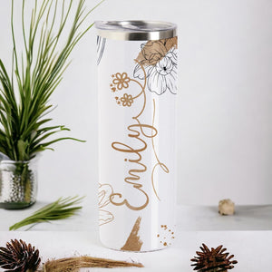 personalisierte Watercolor Tumbler, Thermoflasche personalisiert mit Name