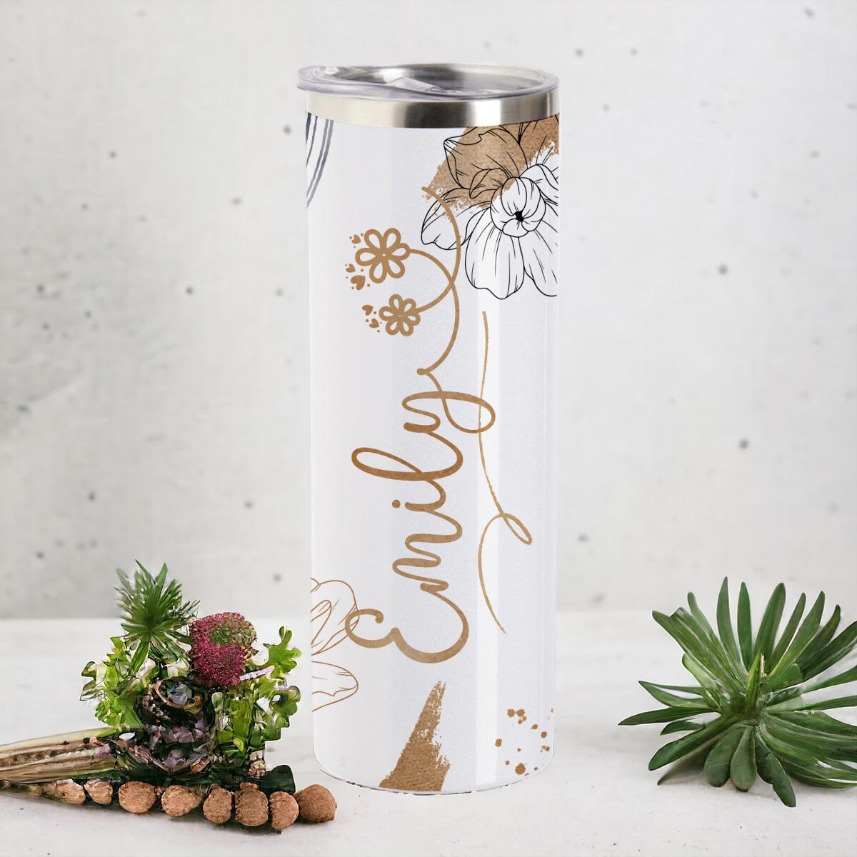 personalisierte Watercolor Tumbler, Thermoflasche personalisiert mit Name
