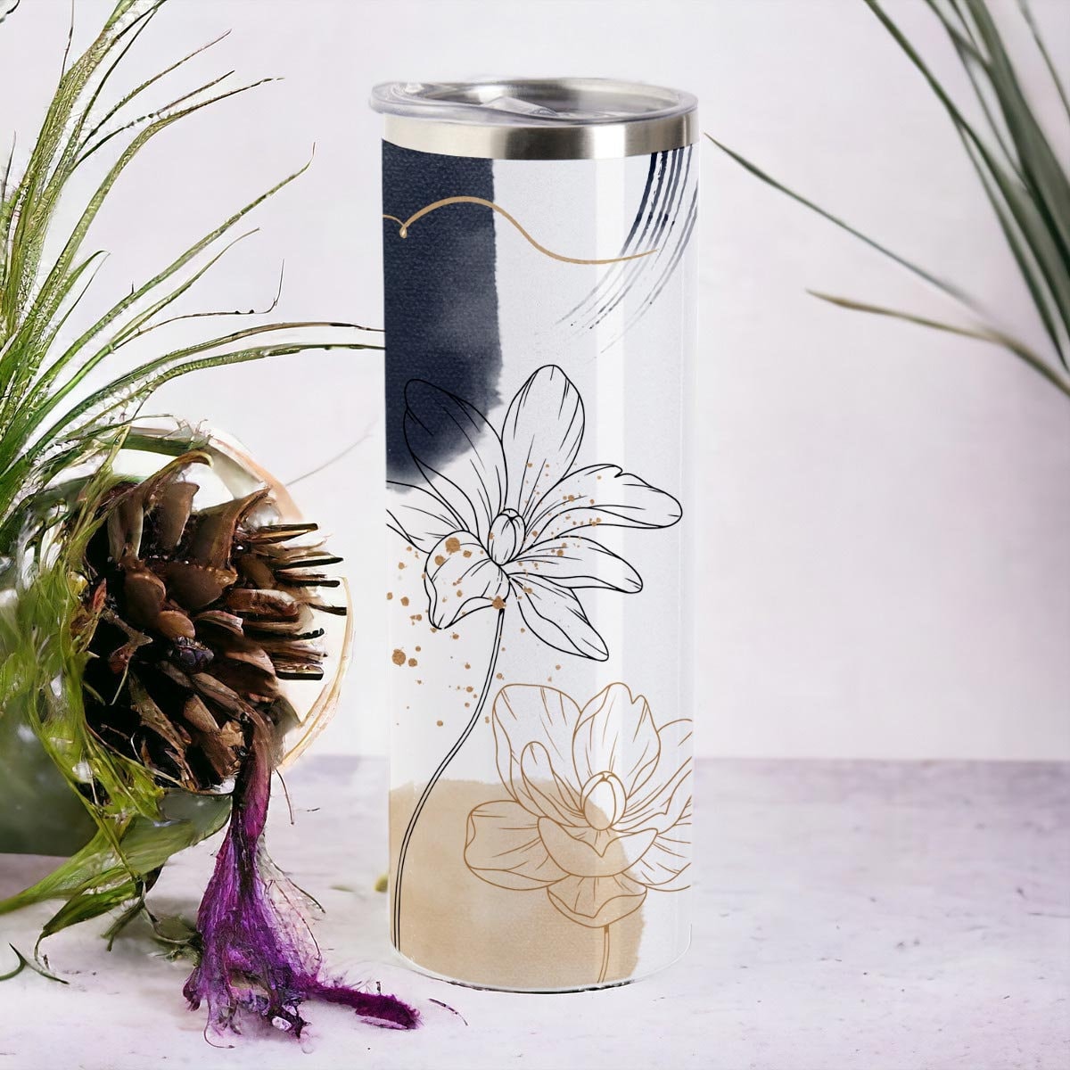 personalisierte Watercolor Tumbler, Thermoflasche personalisiert mit Name