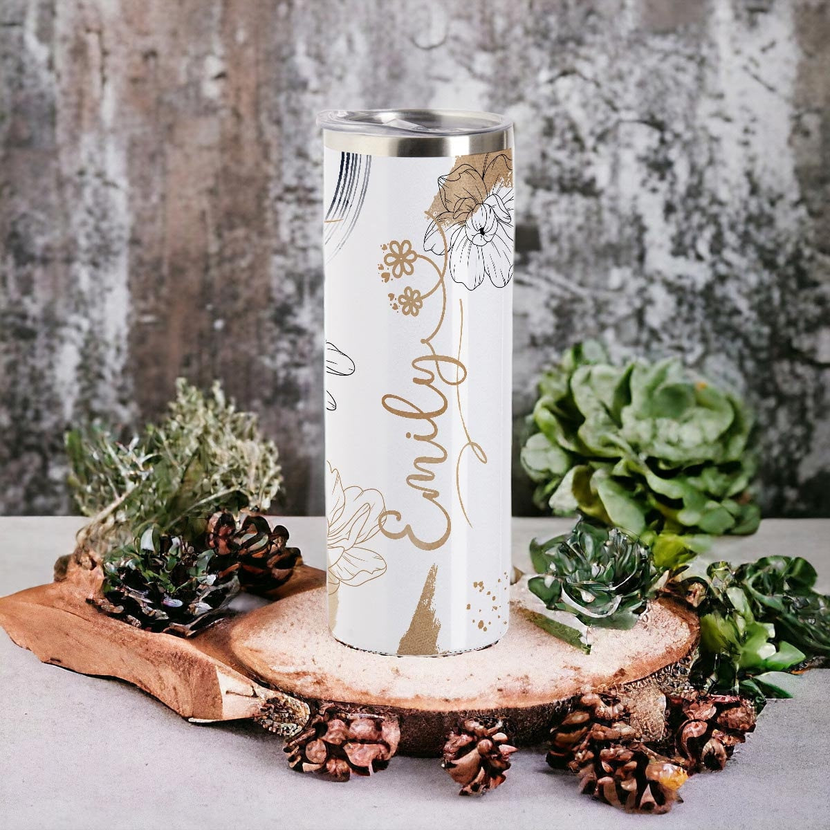 personalisierte Watercolor Tumbler, Thermoflasche personalisiert mit Name