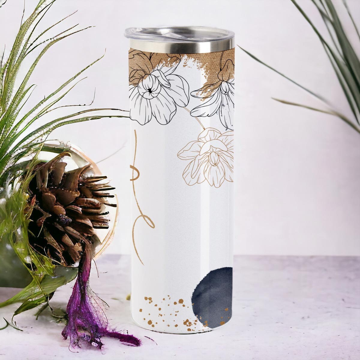personalisierte Watercolor Tumbler, Thermoflasche personalisiert mit Name