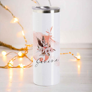 floraler Tumbler, Thermoflasche personalisiert mit Name
